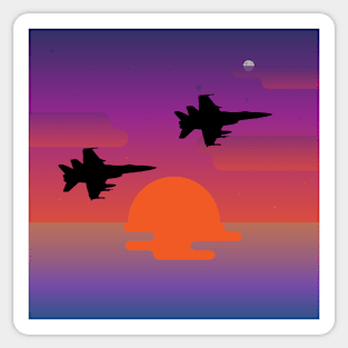 purple sunset planes square Sticker